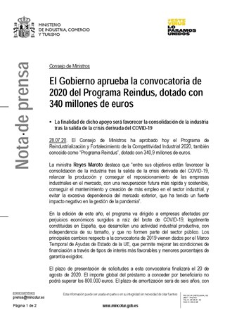 Programa de Reindustrialización y Fortalecimiento de la Competitividad Industrial 2020