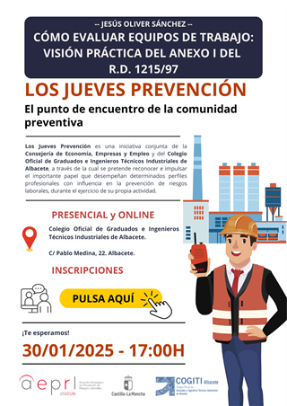 Los jueves Prevencin: Cmo evaluar Equipos de Trabajo RD 1215-97 